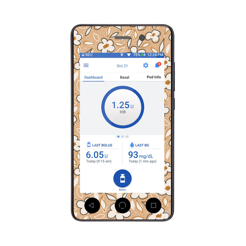 Peelz Muted Floral Sticker for Omnipod DASH® PDM – Pump Peelz Peelz/Stickers