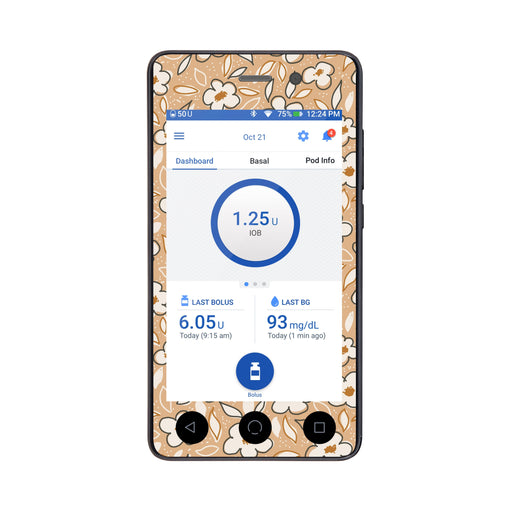 Peelz Muted Floral Sticker for Omnipod DASH® PDM – Pump Peelz Peelz/Stickers
