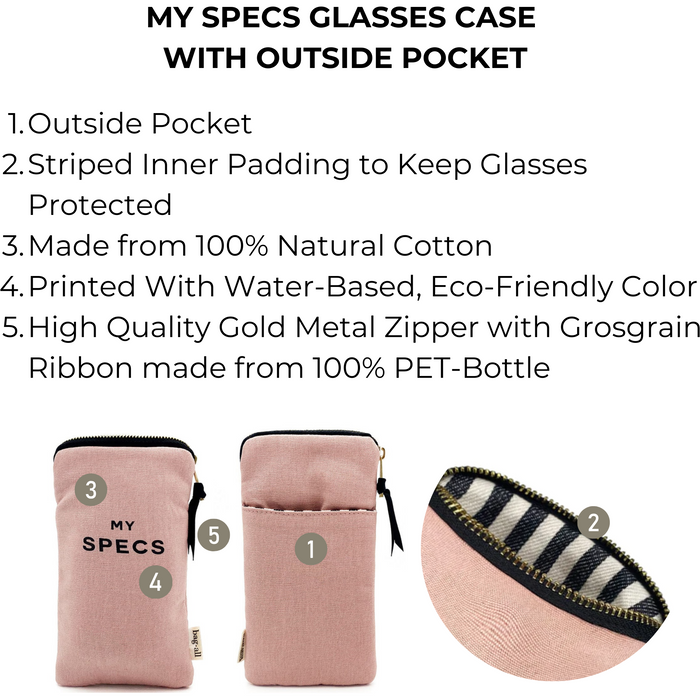 Bag-All - My Specs Glasses Case With Outside Pocket, Pink/Blush