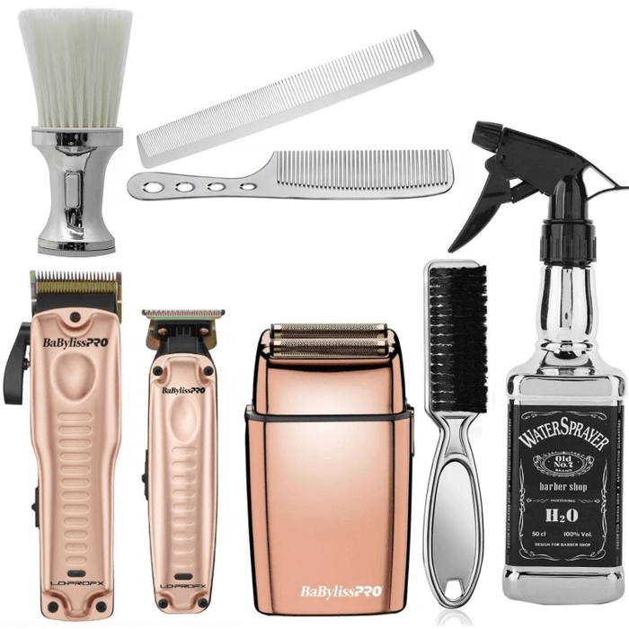 Babylisspro Rose Gold Lo-Profx Clipper & Trimmer #Fxholpklp-Rg & Double Foil Shaver Fxfs2Rg + 5 Free Gifts Combo Set