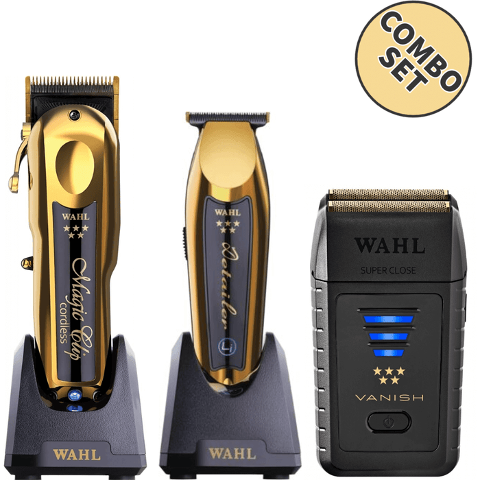 Wahl Professional 5 Star Series Cordless Magic Clip Gold & Cordless Detailer Li Gold & Cordless Vanish Shaver