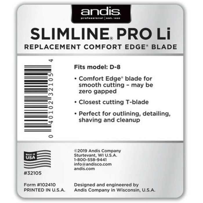 Andis Slimline Pro Close Cutting Li Trimmer Carbon-Steel T-Blade #32105