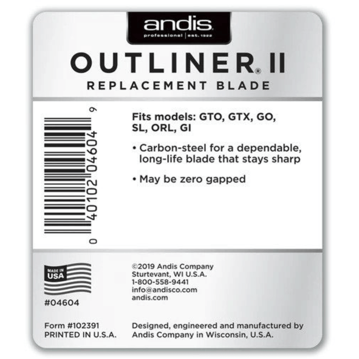 Andis Outliner Ii Carbon-Steel Replacement Blade #04604