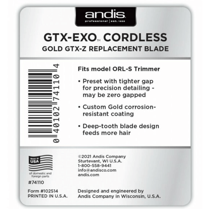 Andis Gtx-Exo Cordless Gold Gtx-Z Replacement Blade #74110