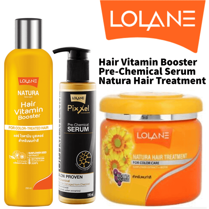 Lolane Hair Care Combo Set, Hair Vitamin Booster & Pre-Chemical Serum & Natura Hair Treatment