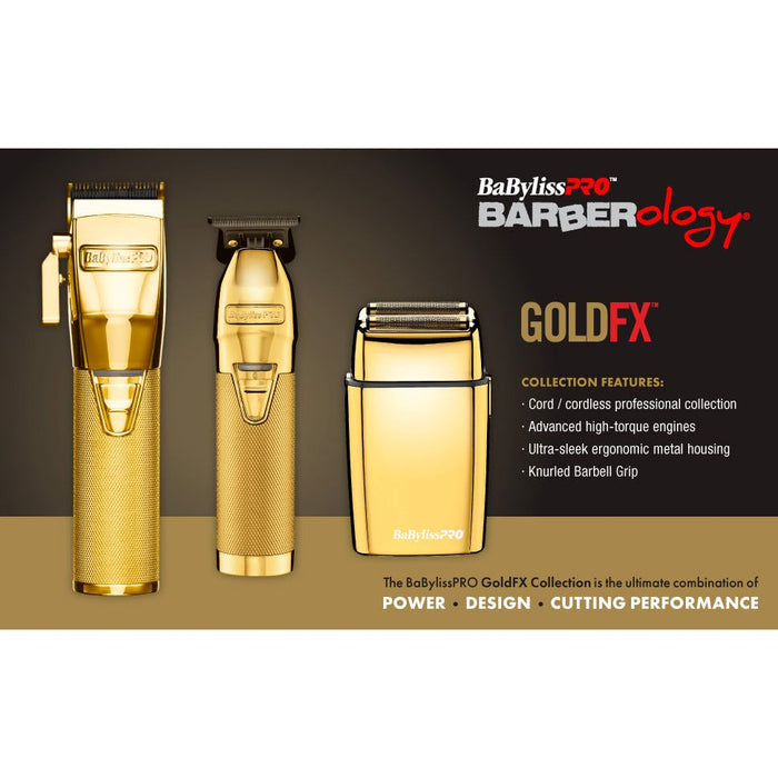 Babylisspro Goldfx Cord/Cordless Fx870G Clipper & Fx787G Skeleton Trimmer & Fxfs2G Double Foil Shaver Combo Set