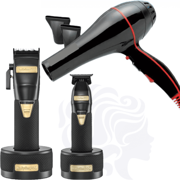 Babylisspro Limitedfx Boost+ Clipper & Trimmer & Charging Base Dock & Allen J. 2600 Apache Nano Tech Hair Blow Dryer Lightweight Salon 2100W Combo Set