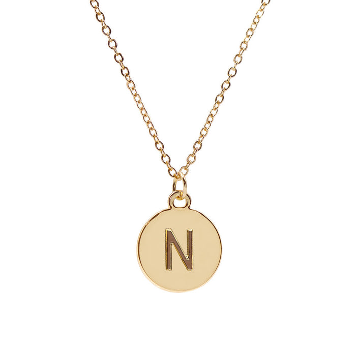 Gold-tone Adjustable Custom Initial Pendant Necklace with Genuine Crystal in Gift Box