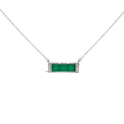 Bids.com Sterling Silver Diamond Accent and Green Agate Bar Pendant Necklace Necklaces