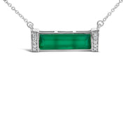 Bids.com Sterling Silver Diamond Accent and Green Agate Bar Pendant Necklace Necklaces