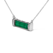 Bids.com Sterling Silver Diamond Accent and Green Agate Bar Pendant Necklace Necklaces