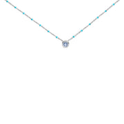 Bids.com Sterling Silver Bezel Set Light Blue Aquamarine and Enamel Bead Chain Necklace Necklaces