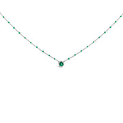 Bids.com Sterling Silver Lab Created Emerald Bead Chain Necklace Necklaces