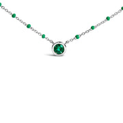 Bids.com Sterling Silver Lab Created Emerald Bead Chain Necklace Necklaces