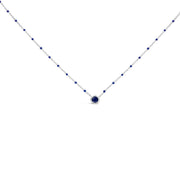 Bids.com Sterling Silver Created Sapphire Bead Chain Necklace 18 Inch Necklaces