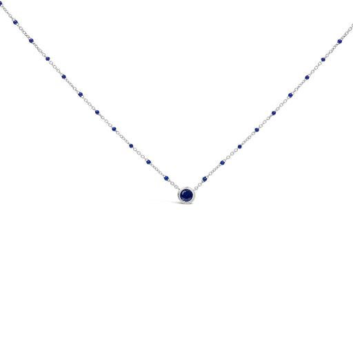 Bids.com Sterling Silver Created Sapphire Bead Chain Necklace 18 Inch Necklaces