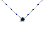 Bids.com Sterling Silver Created Sapphire Bead Chain Necklace 18 Inch Necklaces