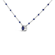 Bids.com Sterling Silver Created Sapphire Bead Chain Necklace 18 Inch Necklaces
