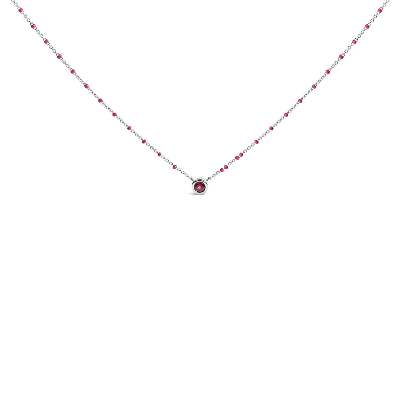 Bids.com Sterling Silver Rhodolite Enamel Bead Chain Necklace 18 Inch Necklaces