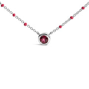 Bids.com Sterling Silver Rhodolite Enamel Bead Chain Necklace 18 Inch Necklaces