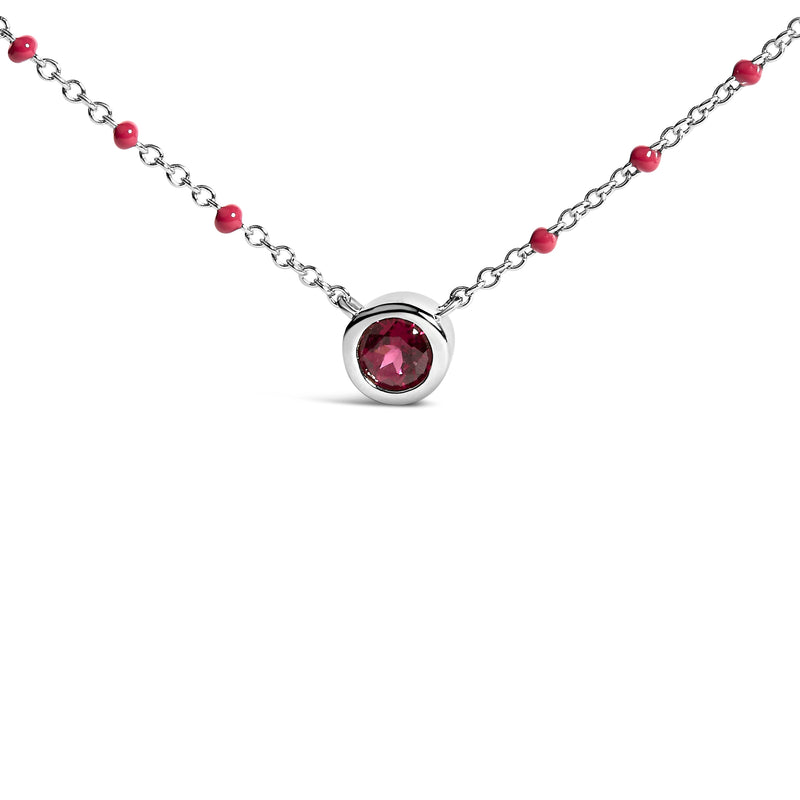 Bids.com Sterling Silver Rhodolite Enamel Bead Chain Necklace 18 Inch Necklaces