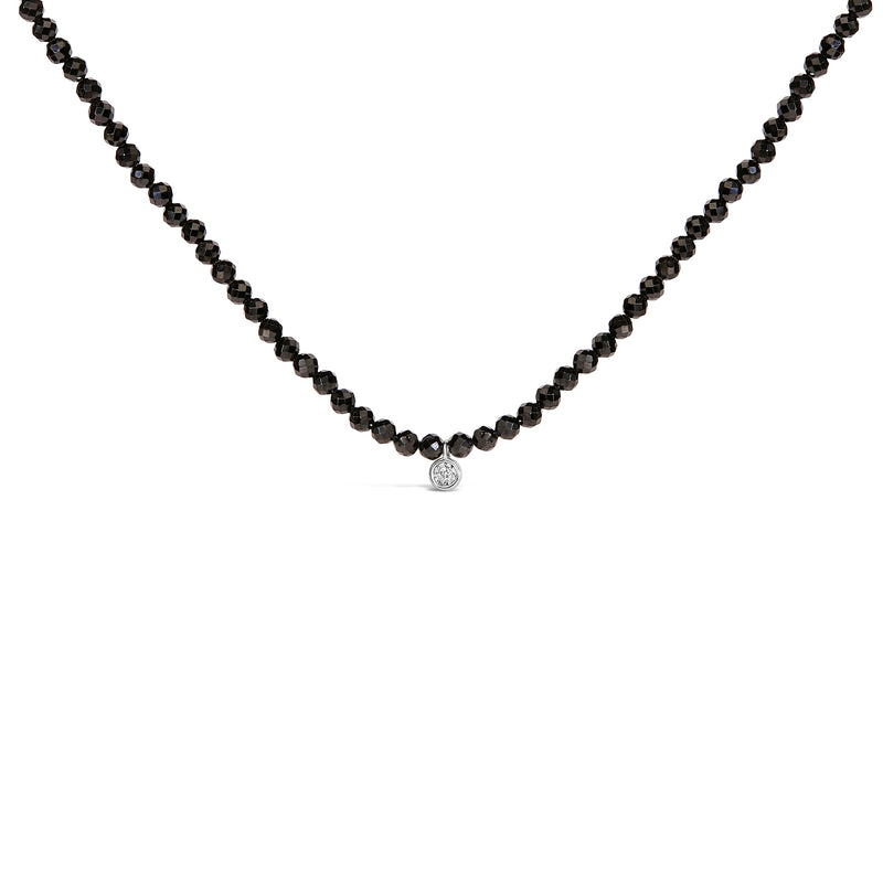 Bids.com Sterling Silver Diamond Accent Black Spinel Bead Station Necklace Necklaces