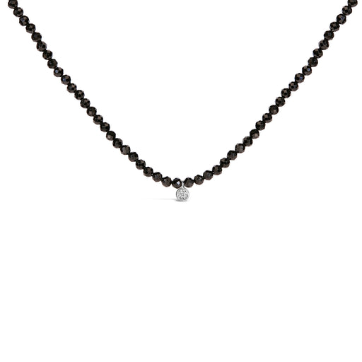 Bids.com Sterling Silver Diamond Accent Black Spinel Bead Station Necklace Necklaces