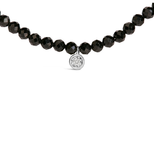 Bids.com Sterling Silver Diamond Accent Black Spinel Bead Station Necklace Necklaces