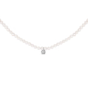 Bids.com Sterling Silver Moonstone Bead Station Necklace with Diamond Accent Necklaces