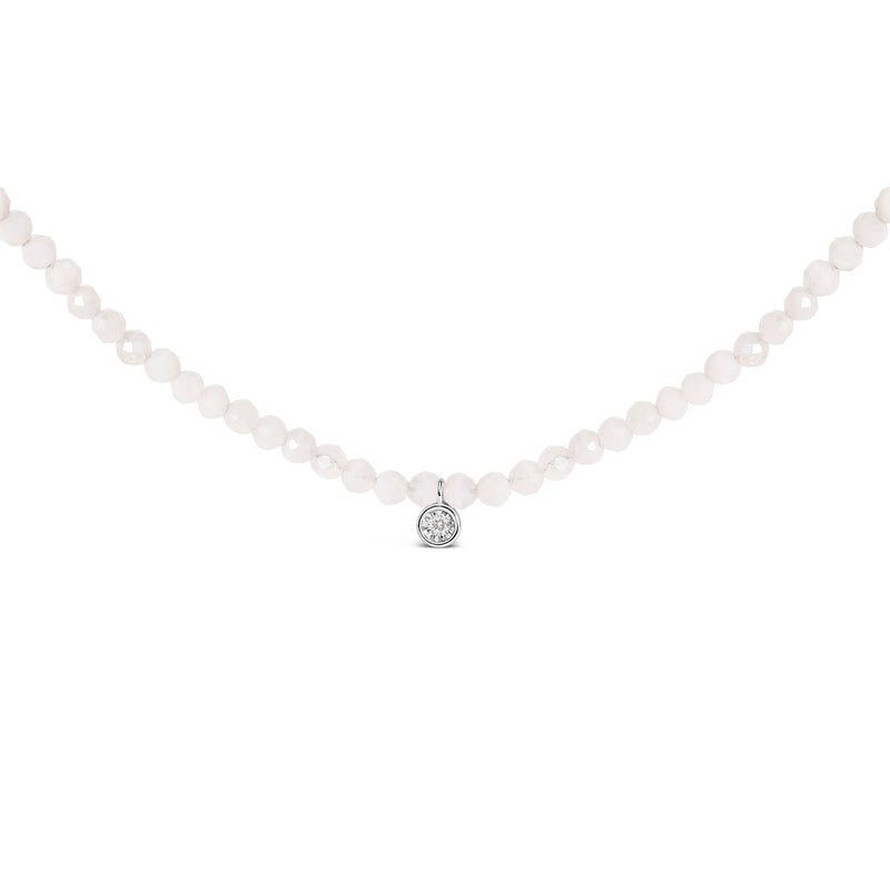 Bids.com Sterling Silver Moonstone Bead Station Necklace with Diamond Accent Necklaces