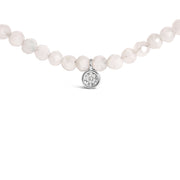 Bids.com Sterling Silver Moonstone Bead Station Necklace with Diamond Accent Necklaces