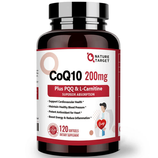 Nature Target CoQ10 + PQQ + L-Carnitine, 200mg, 120 Softgels CoQ10