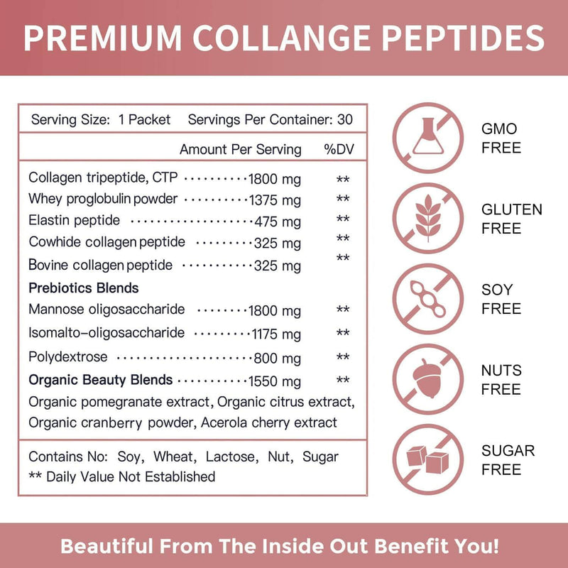 Nature Target Collagen Hair, Skin & Nails Peptides, 30 Packets Collagen
