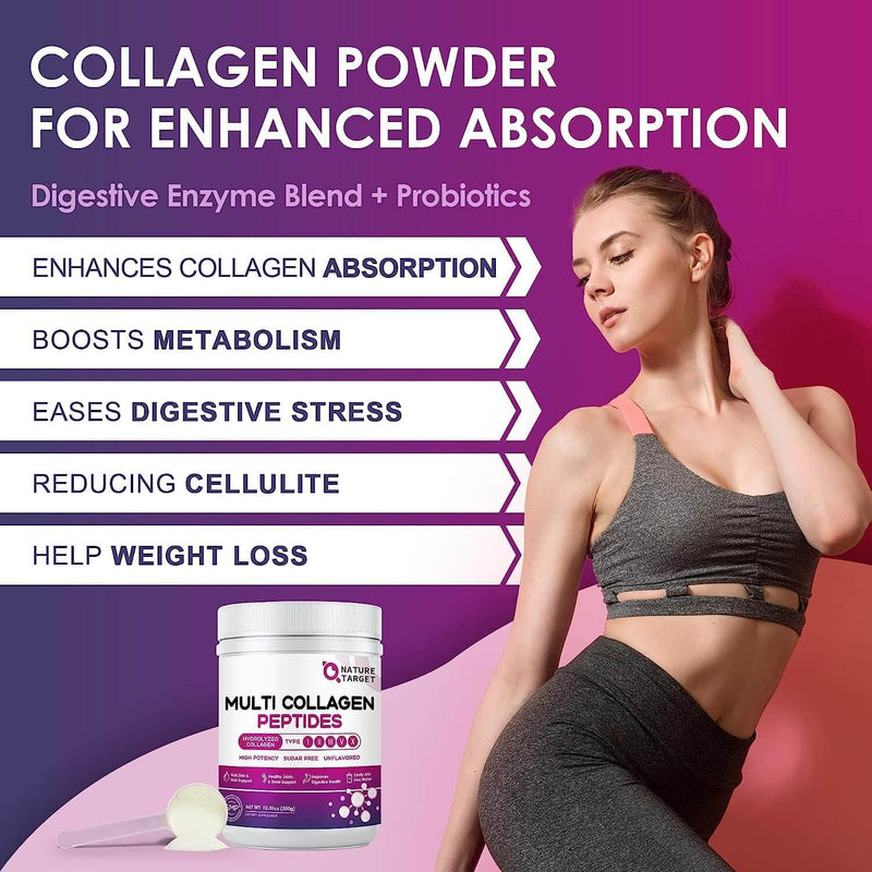 Nature Target Women’s Hydrolyzed Collagen Powder, 12.35 OZ Collagen