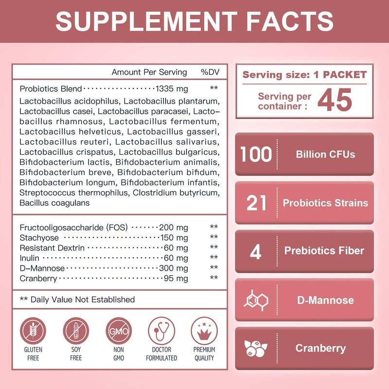 Nature Target 4-in-1 Probiotics, 100 Billion CFUs, 45 Packs Probiotic