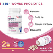 Nature Target Women’s Probiotics for Vaginal & Urinary Health, 60 Billion CFUs, 90 Tablets Probiotic