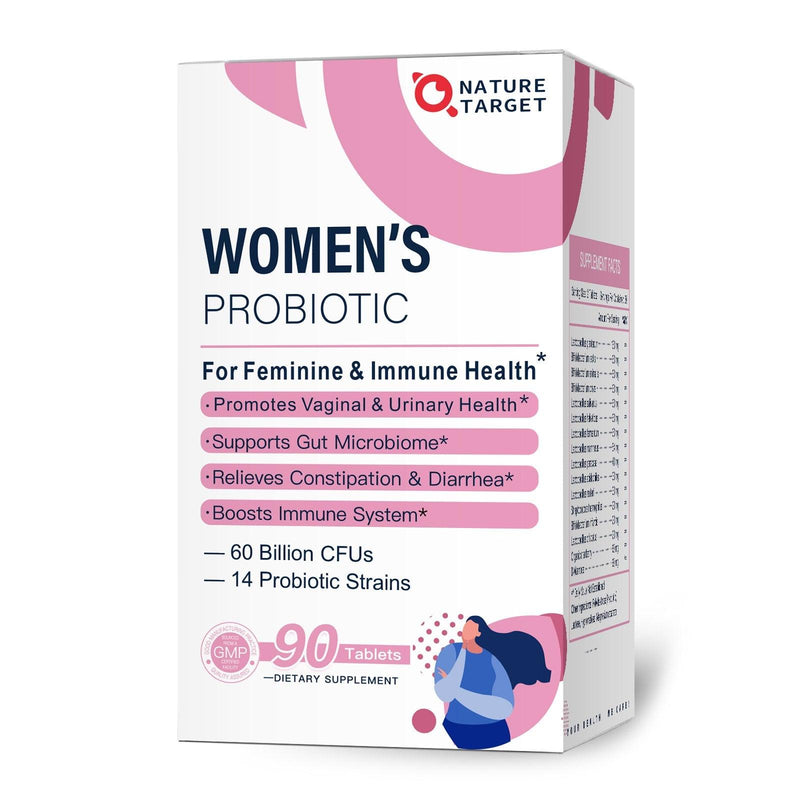 Nature Target Women’s Probiotics for Vaginal & Urinary Health, 60 Billion CFUs, 90 Tablets Probiotic