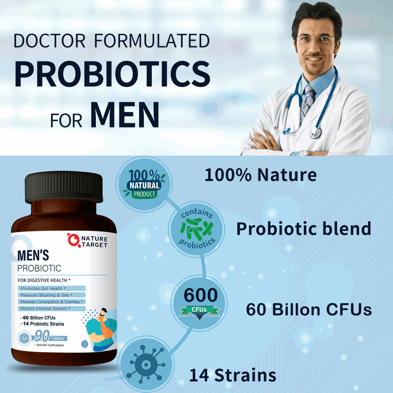 Nature Target Men’s Probiotics, 60 Billion CFUs, 90 Tablets Probiotic
