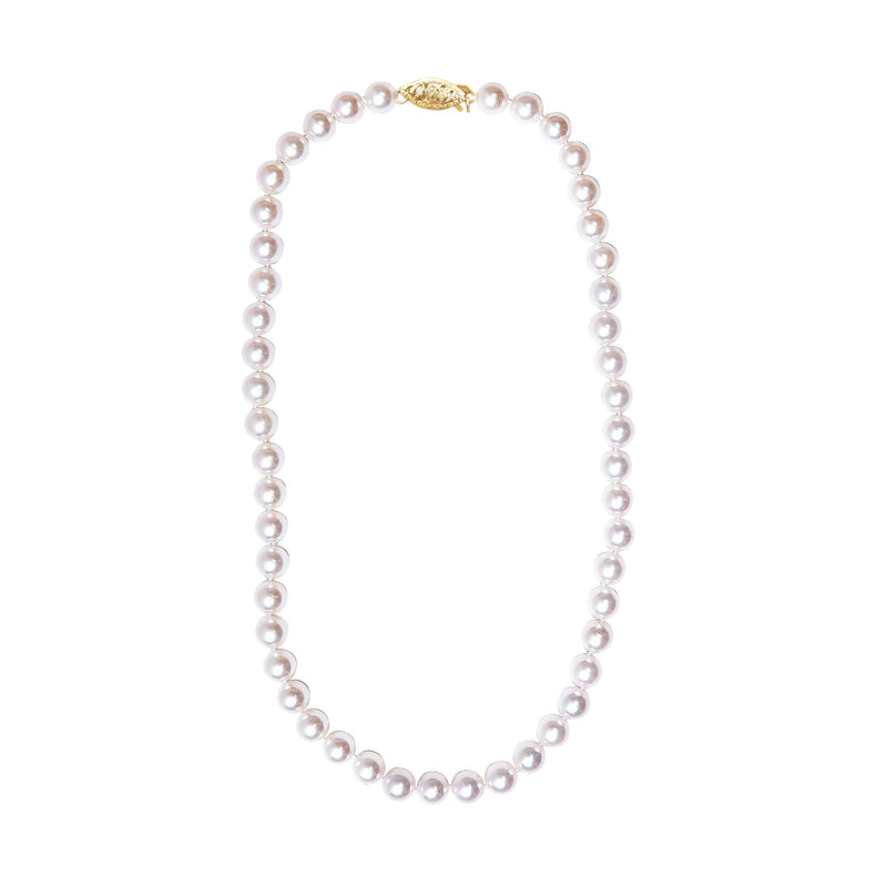 Bids.com 14K Yellow Gold 8.0x8.5mm Akoya Pearl Strand Necklace Necklaces