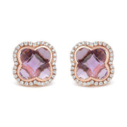 Bids.com 18K Rose Gold 3/8 Cttw Diamond and 11x11mm Clover-Cut Purple Amethyst Gemstone Clover Halo Stud Earrings (G-H Color, SI1-SI2 Clarity) Earrings