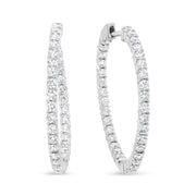 Bids.com 18K White Gold 3 5/8 Cttw Round Diamond Curved Inside-Outside Hoop Earrings (F-G Color, VS1-VS2 Clarity) Earrings