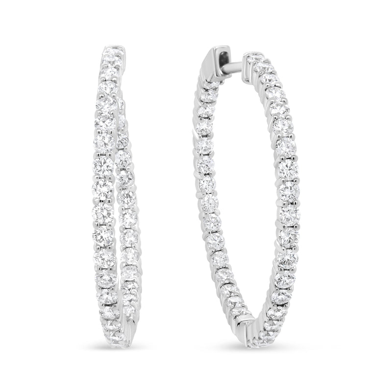 Bids.com 18K White Gold 3 5/8 Cttw Round Diamond Curved Inside-Outside Hoop Earrings (F-G Color, VS1-VS2 Clarity) Earrings