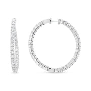 Bids.com 18K White Gold 3 5/8 Cttw Round Diamond Curved Inside-Outside Hoop Earrings (F-G Color, VS1-VS2 Clarity) Earrings