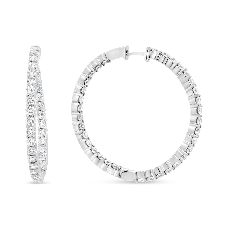 Bids.com 18K White Gold 3 5/8 Cttw Round Diamond Curved Inside-Outside Hoop Earrings (F-G Color, VS1-VS2 Clarity) Earrings