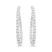 Bids.com 18K White Gold 3 5/8 Cttw Round Diamond Curved Inside-Outside Hoop Earrings (F-G Color, VS1-VS2 Clarity) Earrings