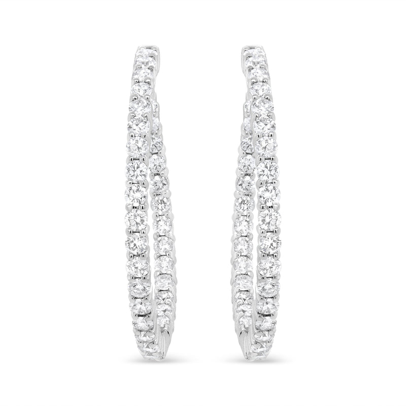 Bids.com 18K White Gold 3 5/8 Cttw Round Diamond Curved Inside-Outside Hoop Earrings (F-G Color, VS1-VS2 Clarity) Earrings