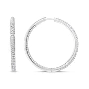 Bids.com 18K White Gold 2.00 Cttw Round-Cut Diamond Inner-Outer Hoop Earrings (F-G Color, VS1-VS2 Clarity) Earrings