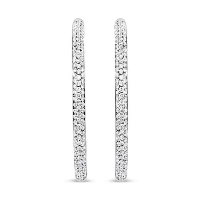 Bids.com 18K White Gold 2.00 Cttw Round-Cut Diamond Inner-Outer Hoop Earrings (F-G Color, VS1-VS2 Clarity) Earrings