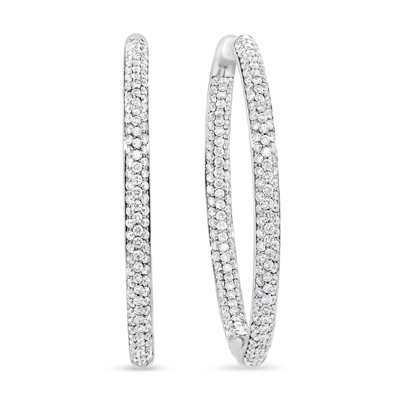 Bids.com 18K White Gold 2.00 Cttw Round-Cut Diamond Inner-Outer Hoop Earrings (F-G Color, VS1-VS2 Clarity) Earrings