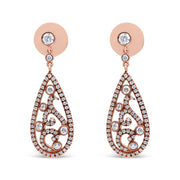 Bids.com 18K Rose Gold 1 1/4 Cttw Diamond Teardrop Shaped Drop and Dangle Screw Back Stud Earring (F-G Color, VS1-VS2 Clarity) Earrings